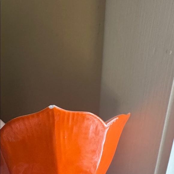 4 Vintage Lotus Flower Porcelain Rice/Dessert/Berry Bowl EUC red, blue & orange - Picture 4 of 4